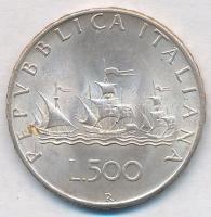 Olaszország 1966R 500L Ag "Kolombusz hajói" T:2
Italy 1966R 500 Lire Ag "Colombus ...