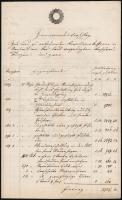 1853 A nezsideri lovaskaszárnya költségvetési iratai, 3 db, 15 kr szignettás papíron