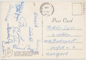 1974 Képeslap neves ökölvívók aláírásával Papp László, Ádler Zsiga, Badari Orbán Sándor és mások