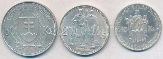 Szlovákia 1944. 10K Ag "Templom kereszttel" + 1941. 20K Ag "Kirill és Metód" + 1...