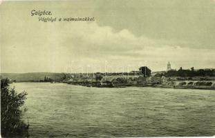 Galgóc, Hlohovec; Vág-folyó a vízimalmokkal. Bródy Simon kiadása / river with watermills (fl)