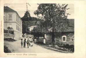 Kamyk, Kamaik; street view with castle ruins. S. Teweies