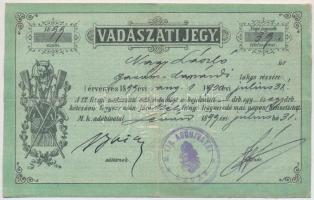 1899 Vadászati jegy szép állapotban