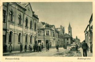 Dunaszerdahely, Dunajská Streda; Széchenyi utca, Általános Hitelbank, gyógyszertár / street view , bank, pharmacy, automobile