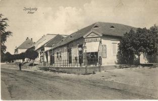 Ipolyság, Sahy; Fő tér, Berner Mihály üzlete, Polgár I. Könyvnyomdája és Könyvkötészete és saját kiadású lapja / main square, shops