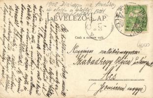 1908 Budapest VI. Andrássy út, díszkapu, Chimmelpfeng W. tudakozója, takarékpénztár, Fonciere biztos...