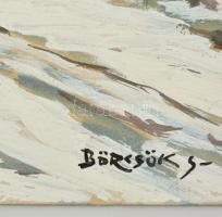 Börcsök jelzéssel: Téli patak. Tempera, papír, 40×50 cm