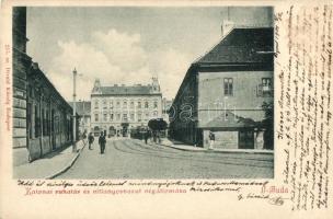 Budapest III. Óbuda, Szent Lélek tér, Katonai ruhatár, villanyvasút végállomás, villamos, Divald Károly 255. sz.