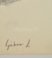 Gábor jelzéssel: Hegedülő lány. Szén, papír, 43×31 cm