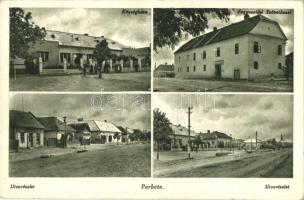 Perbete, Pribeta; községháza, utca, fogyasztási szövetkezet / town hall, streets, cooperative shop