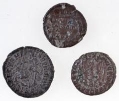 3db-os római rézpénz tétel a Kr. u. IV. századból, közte Siscia / II. Constantius 351-355. AE3 (2,33g) T:2,3 3pcs of Roman copper coins from the 4th century AD, including Siscia / Constantius II 351-355. AE3 C D N CONSTAN-TIVS P F AVG / FEL TEMP REPARATIO - ASIS zigzag (2,33g) C:XF,F