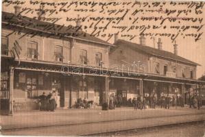 Pöstyén, Piestany; vasútállomás. Kaiser Ede kiadása / Bahnstation / railway station (EK)