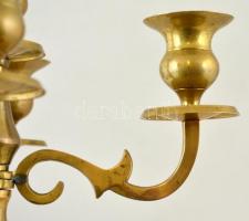 Ötágú réz gyertyatartó, jó állapotban, m:36 cm