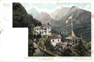 Tátra, Tarpataki hidegfürdő, Lomniczi csúcs, Középorom. Feitzinger Ede 50 bt, / Wildbad Kohlbach, Lomnitzer Spitze, Mittelgratthurm / spa, mountains