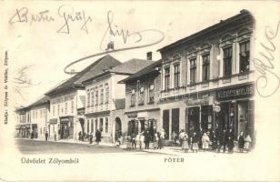 Zólyom, Zvolen; Fő tér, Alexics Miklós, Schvarcz B. és Lőwy testvérek üzlete, takarékpénztár, Zólyom és vidéke vállalat és saját kiadása / main square, shops, bank