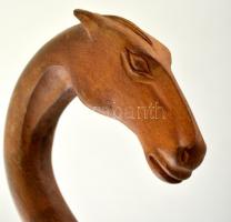 Lófejes, faragott fa sétabot / Horse head walking stick