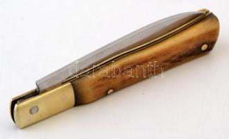 Szalontai zsebkés agancs nyéllel, acél pengével, jelzett, jó állapotban, h: 18 cm