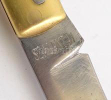 Szalontai zsebkés agancs nyéllel, acél pengével, jelzett, jó állapotban, h: 18 cm