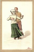 Couple ice skating, Vouga & Cie No. 55. litho s: Pellegrini