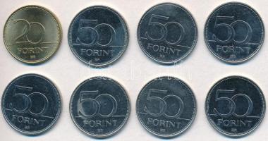 2003. 20Ft Cu-Ni-Zn "Deák" + 2004. 50Ft Cu-Ni "Európai Unió tagja" + 2005. 50Ft Cu-Ni "Gyermekmentő Szolgálat" (2x) + 2006. 50Ft Cu-Ni "Magyar Vöröskereszt" + 2006. 50Ft Cu-Ni "1956 tiszteletére" + 2007. 50Ft Cu-Ni "Római Szerződés" forgalmi emlékérmek T:1-,2