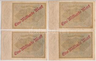 Németország / Weimari Köztársaság 1922. 1000M "Eine Milliard Mark" felülnyomással (8x) mel...