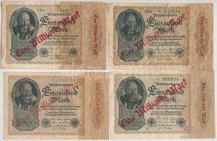 Németország / Weimari Köztársaság 1922. 1000M "Eine Milliard Mark" felülnyomással (8x) mel...