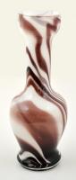 Színezett olasz tejüveg váza, jelzett (matrica), hibátlan, m: 20 cm