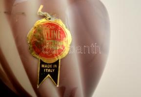 Színezett olasz tejüveg váza, jelzett (matrica), hibátlan, m: 20 cm