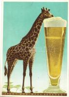 Export Monimpex Budapest reklámlap / Giraffe beer advertisement art postcard