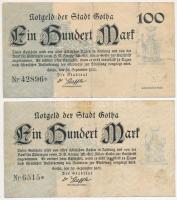 Németország / Weimari Köztársaság / Gotha 1922. 100M (8x) két klf változat T:III szakadás
Germany /...