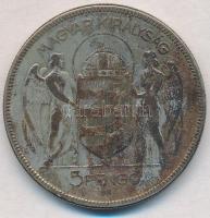 1930. 5P Ag "Horthy jobbra" T:3 patina
Adamo P8