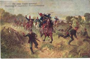 Die roten Teufel kommen! Sturmangriff ungarischer Honved-Husaren / WWI K.u.K military, hussars s: F. Höllerer