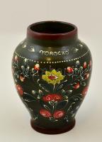 Torockó feliratú kerámia váza, kézzel festett, jelzés nélkül, apró kopásnyomokkal, m: 15 cm