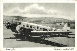 Szamosfalva, Someseni (Kolozsvár, Cluj); repülőtér, Magyar Légiforgalmi Rt. Szentkirályi Dezső (HA-JUE) repülőgépe / airport, aircraft (EK)