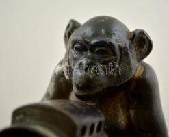 Max Le Verrier (1891-1973) által tervezett spiáter majom figura lámpával, sérült, hiányos, cca 1930,...
