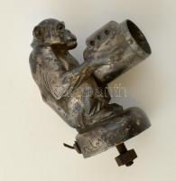 Max Le Verrier (1891-1973) által tervezett spiáter majom figura lámpával, sérült, hiányos, cca 1930,...
