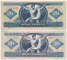 1962. 20Ft + 1975. 20Ft nyomdai papírránccal T:I