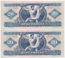 1980. 20Ft (2x) sorszámkövetők, nyomdai papírránccal T:I