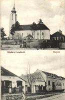 Laskó, Lug; református templom, központ, üzlet / Calvinist church, street view with shop