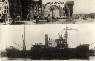 1932 Badacsony tengeri szállítási gőzhajó Danzig kikötőjében / Hungarian transport ship ind Danzig, photo