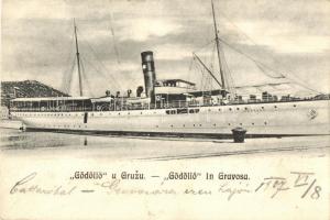 Gödöllő egycsavaros tengeri személy és áruszállító gőzhajó a horvát Gruz-nál / Gödöllő steamship in Gravosa. Verlag J. Tosovic (EK)