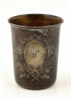 Ezüst (Ag.) keresztelő pohár, jelzett, W monogrammal, apró horpadással, m:7 cm, nettó:39 g