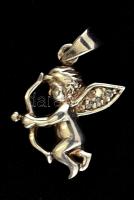 Ezüst(Ag) nyilas Ámor függő, apró kövekkel, jelzett, 3x2 cm, bruttó: 3,5 g