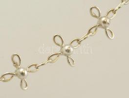 Ezüst(Ag) keresztszemes bokalánc gömbbel, jelzett, h: 25 cm, nettó: 7,5 g