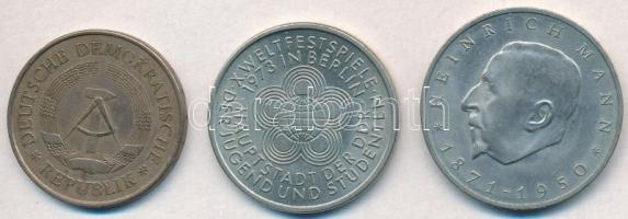 NDK 1969. 5M + 1971A 20M Cu-Ni "Heinrich Mann" + 1973A 10M Cu-Ni "10. Ifjúsági Játéko...