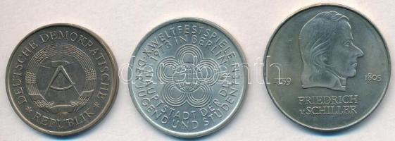 NDK 1969. 5M + 1972A 20M Cu-Ni "Schiller" + 1973A 10M Cu-Ni "10. Ifjúsági Játékok&quo...