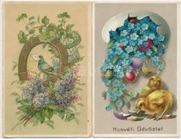 63 db régi üdvözlőlap lithokkal, vegyes minőség / 63 pre-1945 greeting postcards with some lithos, m...