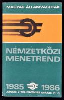 1985 MÁV nemzetközi menetrend 1985-1986. Papírkötésben, jó állapotban