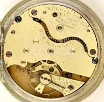 Moeris Patent jelzett szekezetű svájci zsebóra, fém tokkal elinduló, de tisztításra szoruló szerkeze...