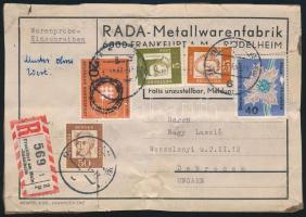 Minta érték nélkül csomagcímzés Magyarországra. Ritka küldeményfajta!, Registered cover to Hungary